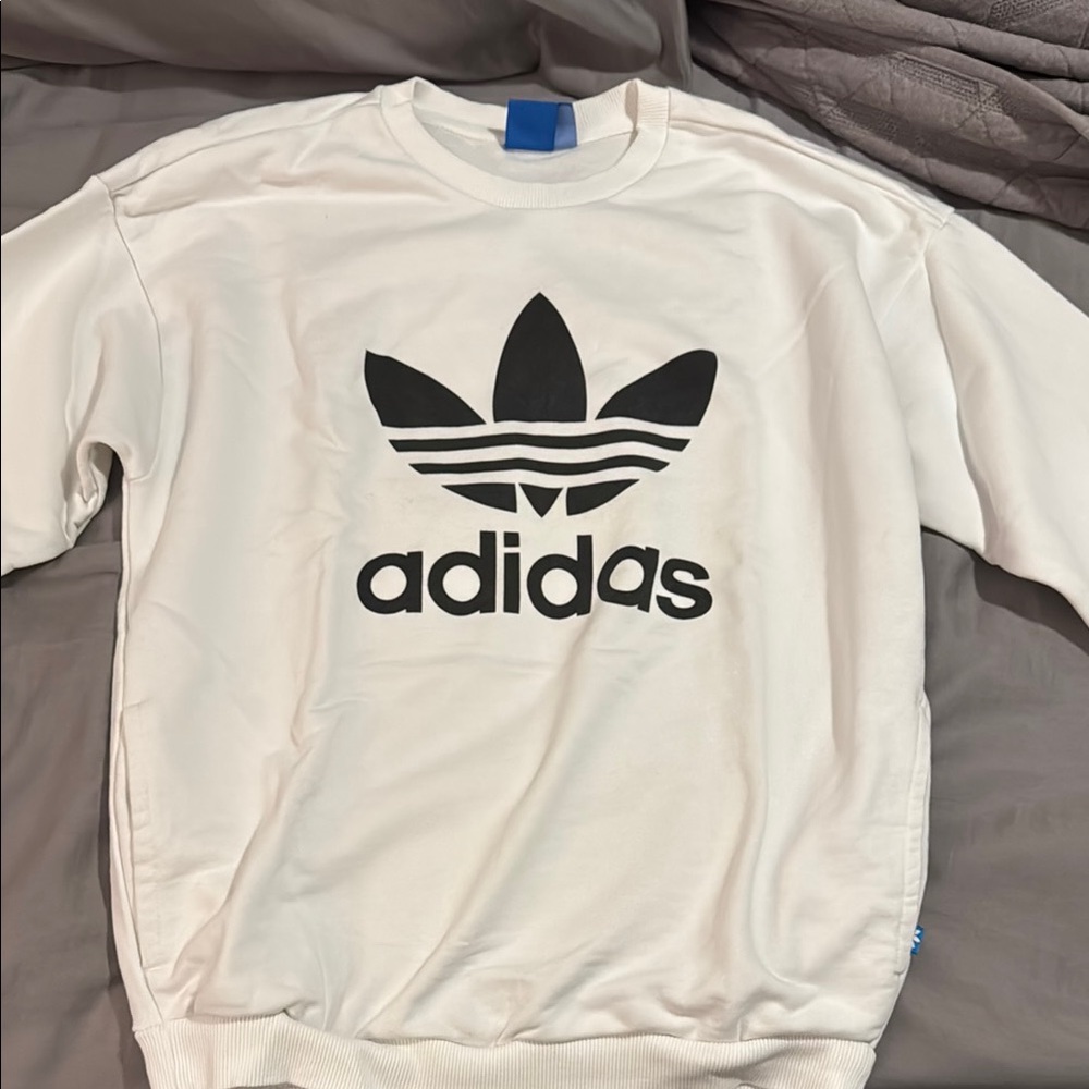 Adidas White Sweatshirt with Black Logo
